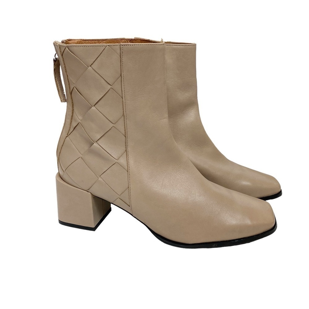 New! Angel Alarcon Square Toe Ankle Boots Zip Up Woven